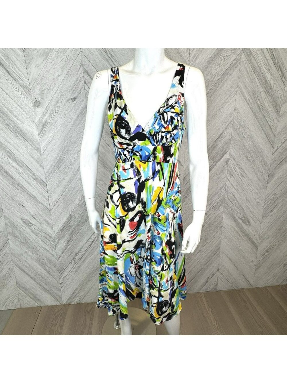 JAMS World Dress Womens Large Sleeveless V-Neck Candy Pop Hawaii Aloha USA